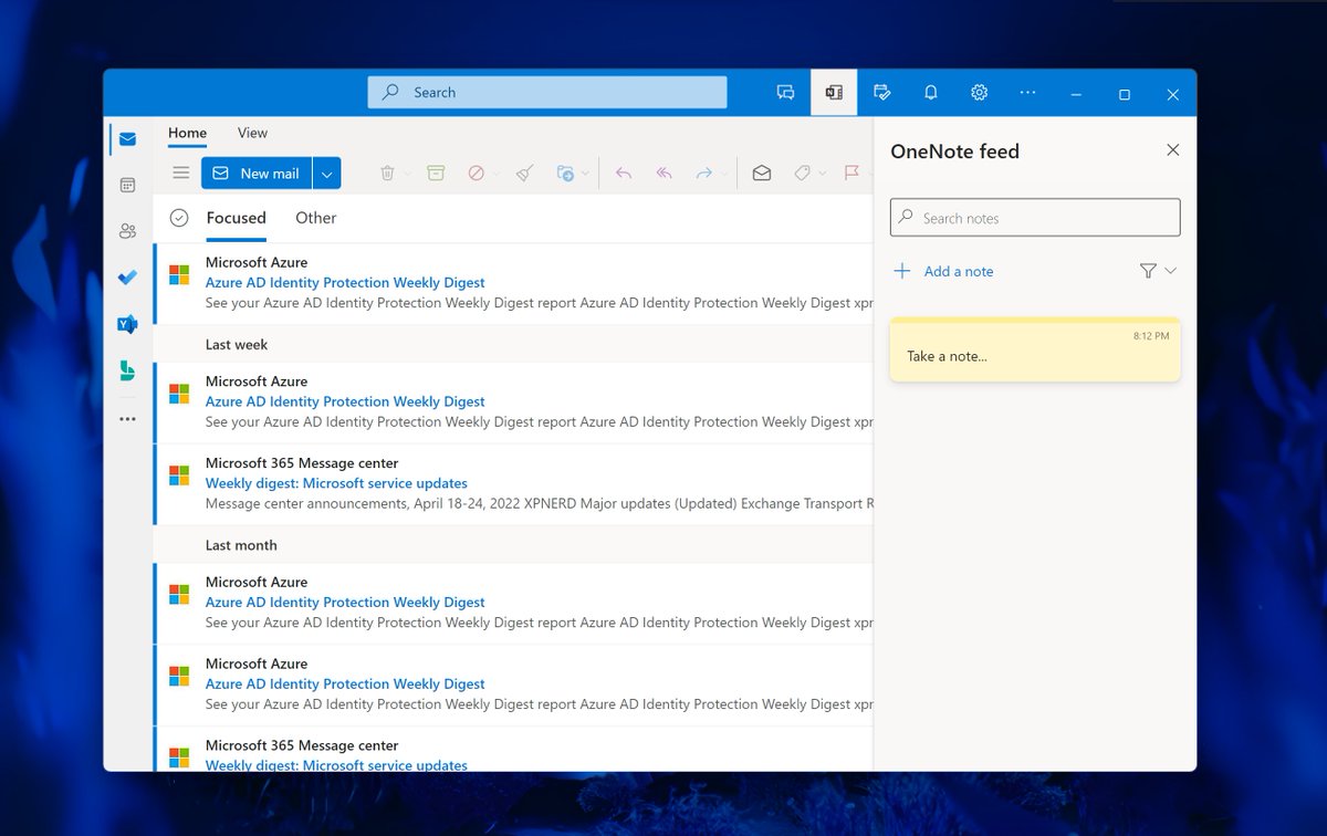 FireCubeStudios's tweet photo. A look into the Yammer app and Bookings app page in One outlook. Also there is the OneNote pane and the To-do pane
#Windows11 #FluentDesign #OneOutlook https://t.co/v7HUPaMkbG