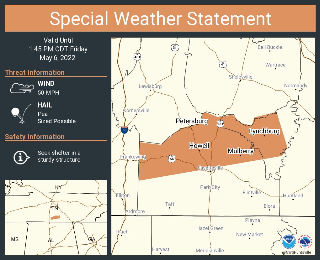 NWS Huntsville on Twitter "A special weather statement has been issued