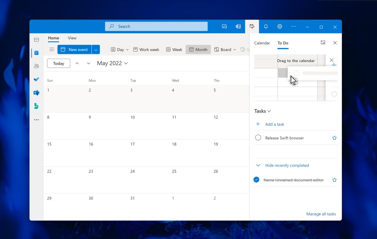 FireCubeStudios's tweet photo. A look into the Yammer app and Bookings app page in One outlook. Also there is the OneNote pane and the To-do pane
#Windows11 #FluentDesign #OneOutlook https://t.co/v7HUPaMkbG