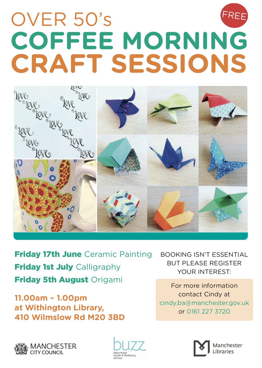 carolinecoates's tweet photo. Another morning of craft today at #withingtonlibrary join us for this monthly free craft group @MCCWithington @buzzmanc @MancLibraries https://t.co/tuGEeys1MN