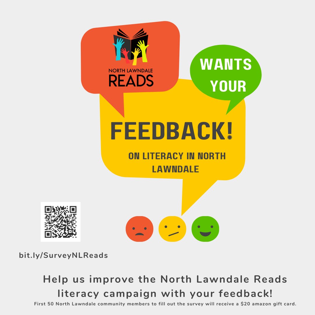 TTPChicago's tweet photo. Calling North Lawndale Residents! Take this survey for NL Reads if you take part in any of our resources and let us know how we are doing! First 50 NL community members to do so will receive a $20 Amazon Gift Card! https://t.co/uGObdlNumF https://t.co/N9gjfHePqS