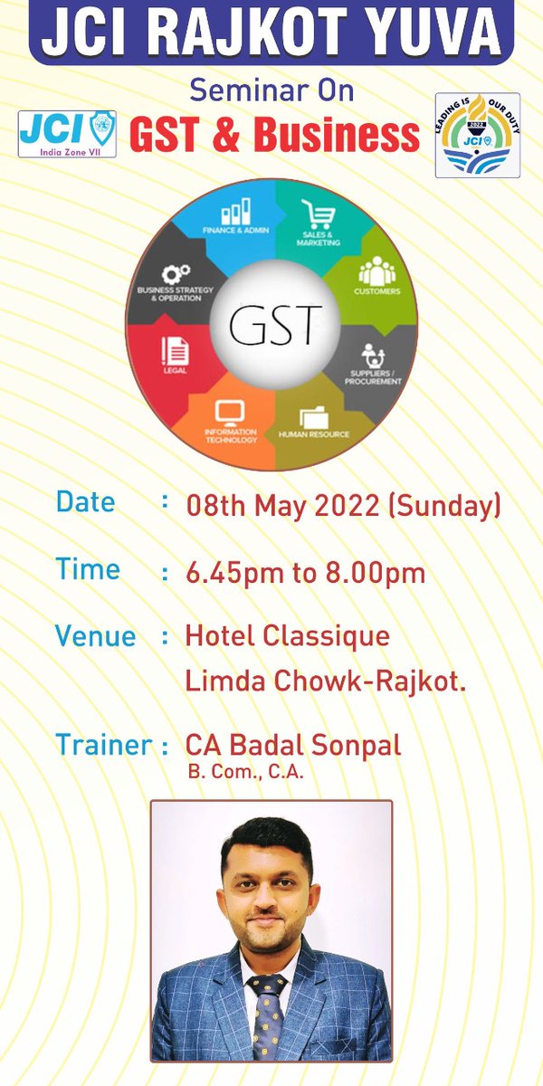 kalpeshradiya22's tweet photo. #jciindia #jcirajkotyuva #GST #Training https://t.co/Je3Nq8jt1h