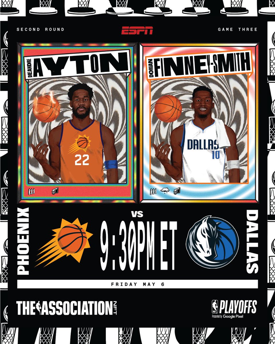 Will the @DallasMavs put a stop to the <a href="/Suns/">Phoenix Suns</a> 2-0 lead on home court tonight? 

<a href="/DeandreAyton/">Deandre Ayton</a> and <a href="/doefinney_10/">Dorian Finney-Smith</a> will face off in Game 3 of the Conference Semifinals at 9:30pm/et.

Tune in to see what achievements are unlocked 🚀