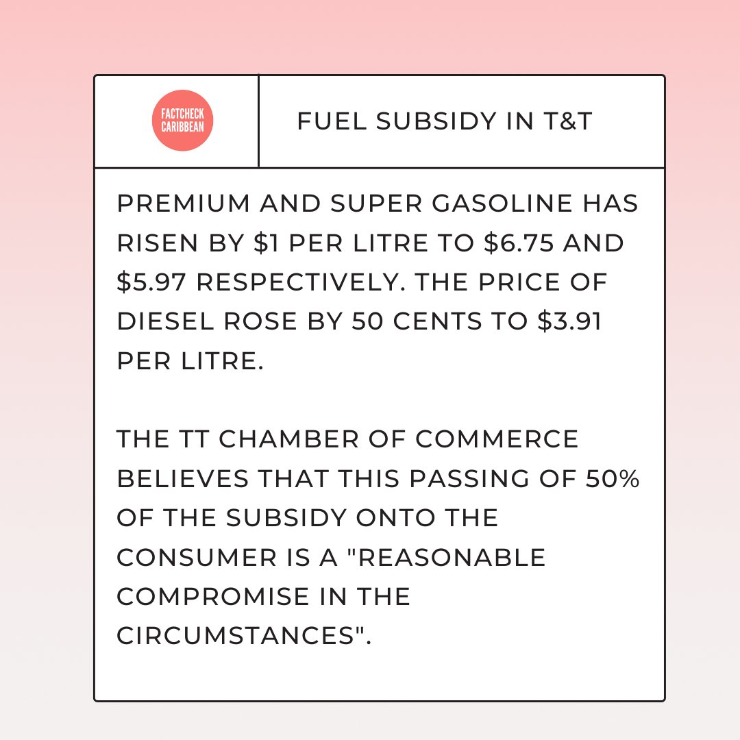factcheckcarib's tweet photo. Let us know if this was informative and stick around for more!

#factcheckcaribbean #energyexplained #fuelsubsidy #oilprices #energysector #trinidadandtobago #oilandgas #energy https://t.co/f87Hry9WxS