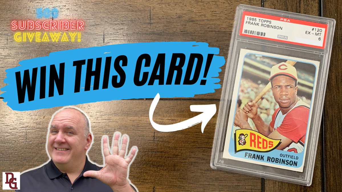davidgonos's tweet photo. I'm giving away a PSA 6 Frank Robinson 1965 Topps card when I hit 500 subscribers! Do you want it? (Any RTs would be appreciated! The faster we get to 500 (I'm at 340), the faster we get a winner!) https://t.co/qqEhjhCoTq https://t.co/01Zhd65xPm