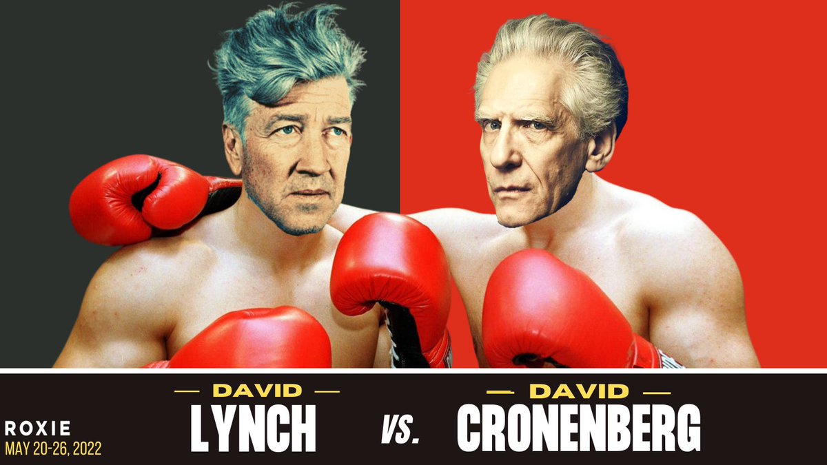 roxietheater's tweet photo. Two Cinematic Heavyweights. Three Rounds. One Champion. May 20-26. 
#Eraserhead vs #Videodrom 
#TheFly vs #TwinPeaksFireWalkWithMe 
#Dune vs #Crash  

Tix: https://t.co/3uSMiygmWo
#davidlynch #davidcronenberg https://t.co/D02VRuofMi