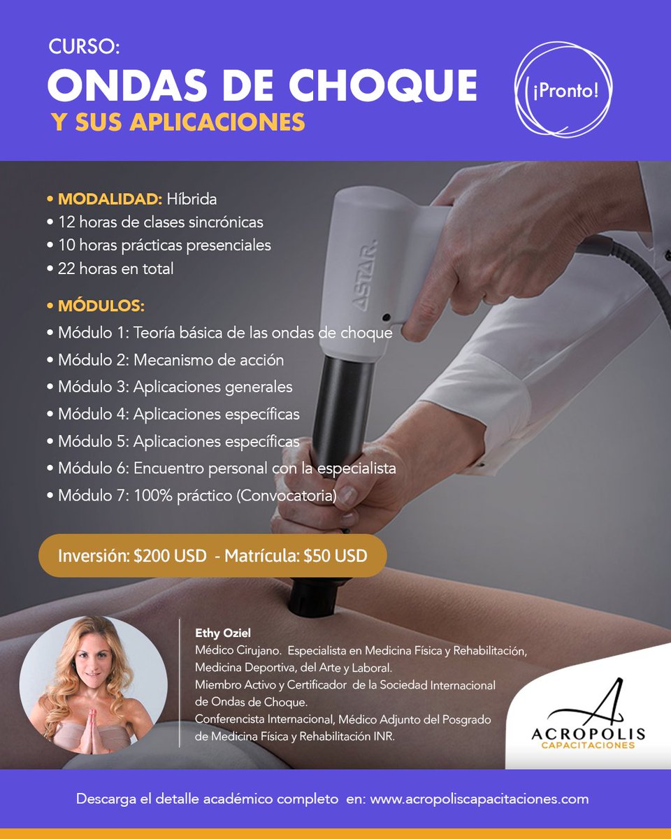 AcropolisEdu's tweet photo. Inscríbete hoy en nuestro próximo Curso Virtual:
🔸ONDAS DE CHOQUE Y SUS APLICACIONES
#Curso #Cursovirtual #terapiatecnológica #terapiamuscular #ondasdechoque #tecnología #innovación #ultrasonido #fisioterapia #educación #celulitis #trofismomuscular #infinitymedical #Panamá https://t.co/wlScCF487s