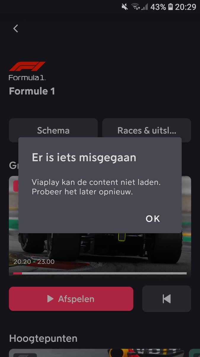 Mackaay's tweet photo. @viaplaysportnl Dezelfde melding als op TV. Zo vaak deze onzin. Abbonement zwaai zwaai https://t.co/MdOAgjzwJc
