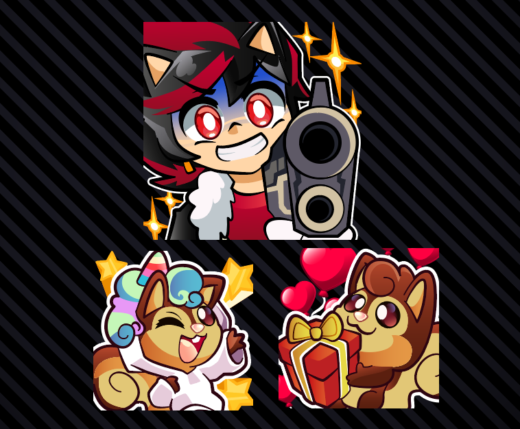 ShadowKniche's tweet photo. @HeyShika Aquí mi recomendación @HeyShika , 

👉 @lolo_aburto 🎨 #Emotes #Twitch 

Algunos de los emotes que me ha realizado: https://t.co/T8zQElWe2k