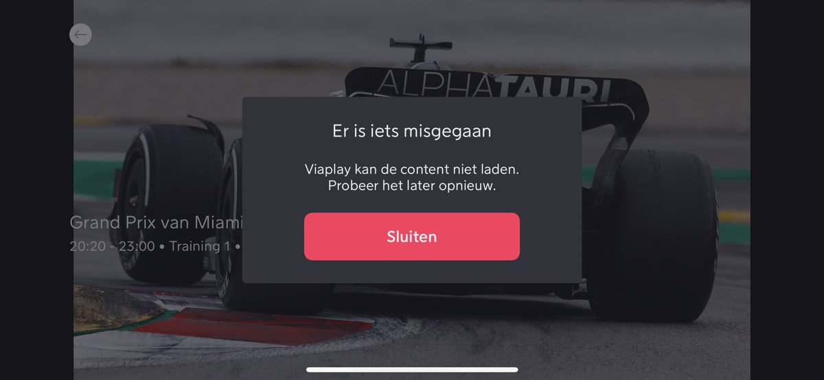 jackvangelder's tweet photo. Lekker F1 training kijken. Toch maar weer naast F1 Viaplay abonnement genomen en ja hoor weer een technische storing. App doet het niet. Wat een puinhoop is dat? https://t.co/uzZIREWVUW