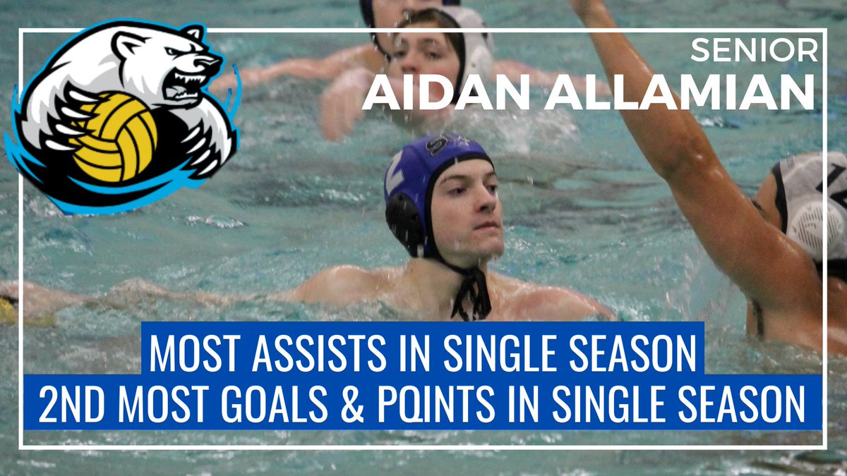SCBoysWP's tweet photo. With Tuesday's 5 goal &amp; 3 assist performance SR. Aidan Allamian moved up the single season record board - 1st in Assists (49) &amp; 2nd in Goals (96) &amp; Points (145).  Congrats Aidan!! @STCNSports @SCNBoosters @illpolo @ILLWaterPolo @JakeBartelson https://t.co/esWhAzKzFn