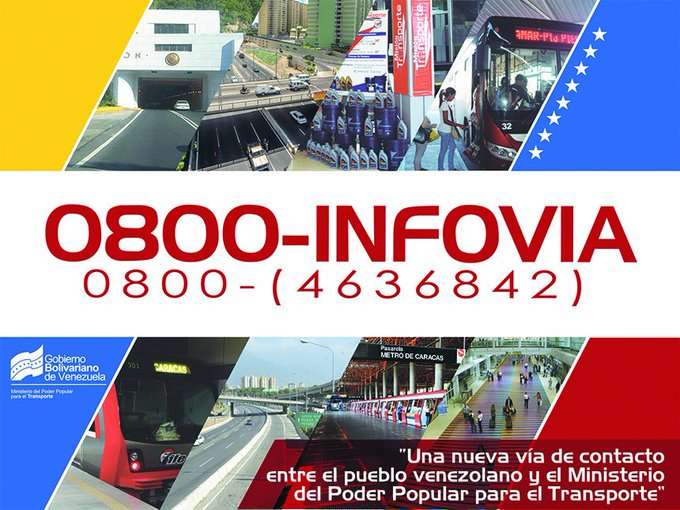 📞📲 Desde la #GMTVzla te invitamos a comunicarte a través de nuestro canal directo 0800-INFOVIA para formalizar denuncias, quejas, reclamos o aclarar dudas en materia de transporte.    
 
<a href="/NicolasMaduro/">Nicolás Maduro</a> @HAbreuMRT <a href="/buhopsuv/">Franklin García</a>