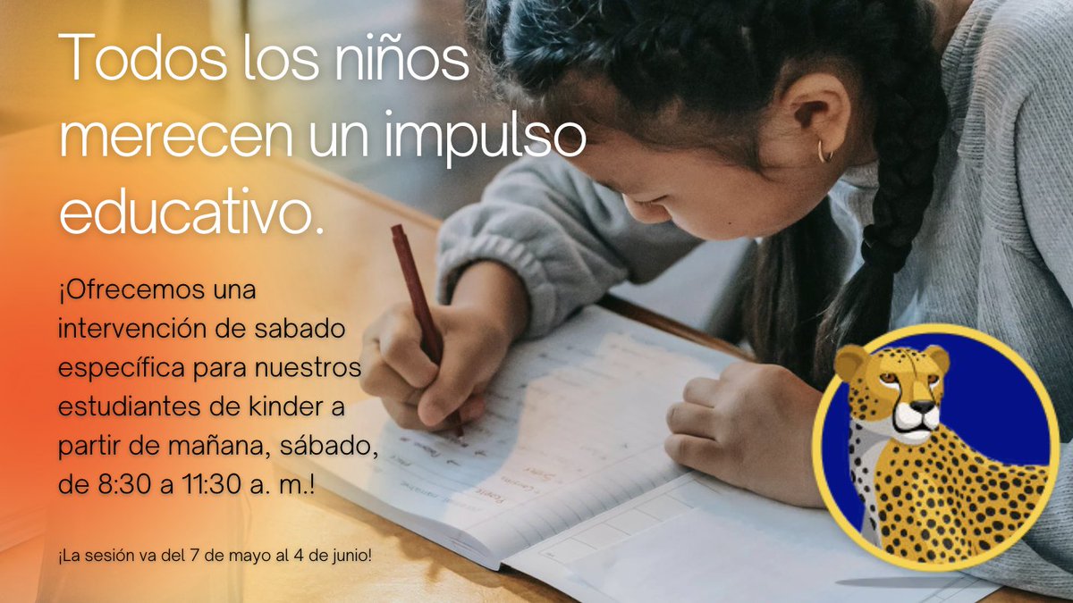 MacParkVapa's tweet image. ¡La intervención de kinder comienza mañana, sábado 7 de mayo! #edboost #letsgocheetahs #beyondthebell
