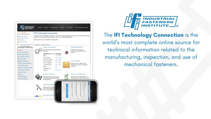 IFIConnects's tweet photo. The #IFI Technology Connection is the world’s most complete online source for technical info related to the #Manufacturing, #Inspection and use of #MechanicalFasteners.
Stop searching for fastener technical data in books. Get what you need in a flash➡️ https://t.co/rIsRRImPHK https://t.co/OfMQuKBkg1