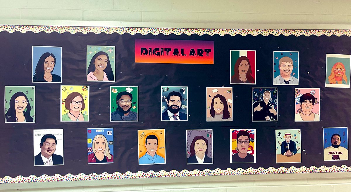 Happy Teacher Appreciation Week! Come check out some digital portraits of #BectonsBest outside room 219 😄