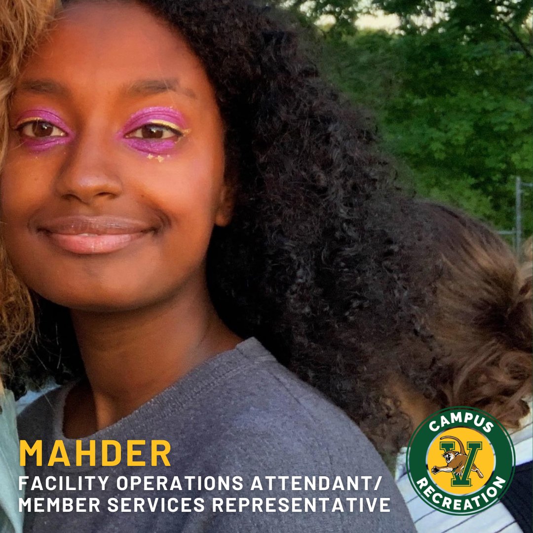 UVMCampusRec's tweet photo. CONGRATULATIONS 🎉 to Mahder, FOA/MSR, one of our April 2022 Employees of the Month!⁠
⁠
Mahder continuously contributes in positive ways to the culture at Campus Rec, is dedicated, and has made a huge impact in her 1st year on our staff. Thank you, Mahder, for all that you do! https://t.co/UIcbMytUKW