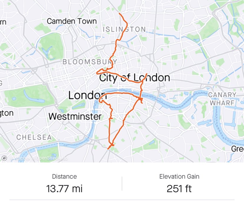jack_marcher's tweet photo. 8 routes, almost 14 miles, at least 14 train stations, two trains, two snack breaks (not enough!), one litre of water (not enough!), five London boroughs (I think, including City of London which I realise isn’t a borough!!), and a really fantastic walk! Thank you, @SlowWaysUK! https://t.co/43EQXYzunx