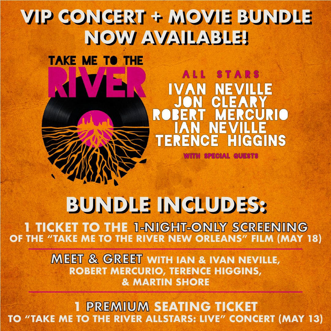 JamoPresents's tweet photo. Calling the #NOLAmusic superfans! We created a Take Me To The River Allstars Concert + Movie Bundle just for you - complete w/ a VIP meet &amp; greet at the concert!
ft. members of @GalacticFunk @dumpstaphunk @dirtydozenbrass
LIMITED QUANTITY avail, act fast > https://t.co/LILuNChXoD https://t.co/Mra39pZa4c