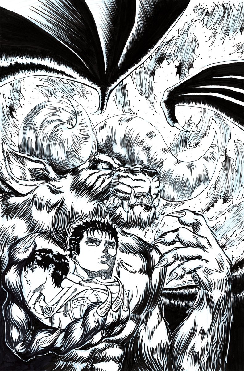 LadyGigiArt's tweet photo. @AFinnstark Made this for my friend @badeggcomic (who introduced me to Berserk) a couple weeks before Miura passed... 😔 #ThankYouMiura #ベルセルク https://t.co/cgjxHEL33u