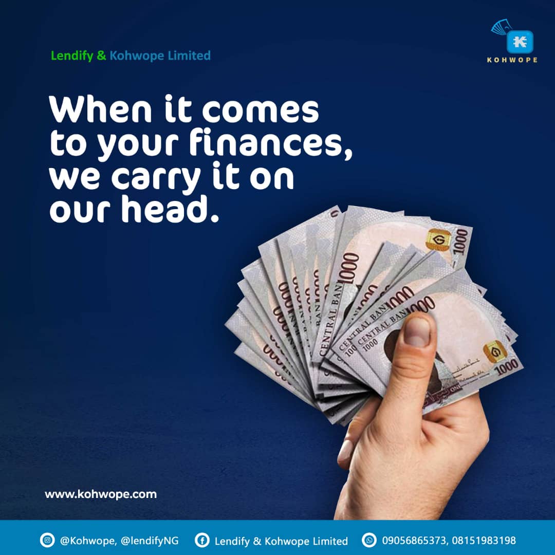KOHWOPE's tweet photo. At Lendify &amp; Kohwope Limited, we prioritise your financial advancement.

Our utmost goal is to improve your financial wellbeing. You can trust us!

#TGIF #Kohwope #Kohlo #Kohoperative #Kohinvest #Kohntribution #BridgebyLKL #Kohmmunity #LendifyNG https://t.co/z9L4d7Oe7w