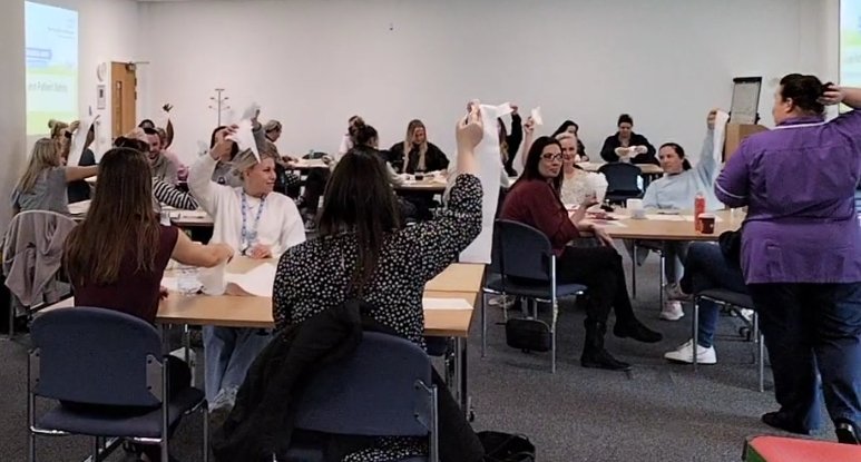 BlueSky8689's tweet photo. New registrants. What do you do when confronted with a group that is reluctant to engage at first? You give them toilet paper! 😄 #Icebreaker #Preceptorship #HumanFactors @daniellemills85 @LucyBrewes @JO080308 @EmmaD_72  #nurse #AHP #RNA https://t.co/CqChN6PU4y