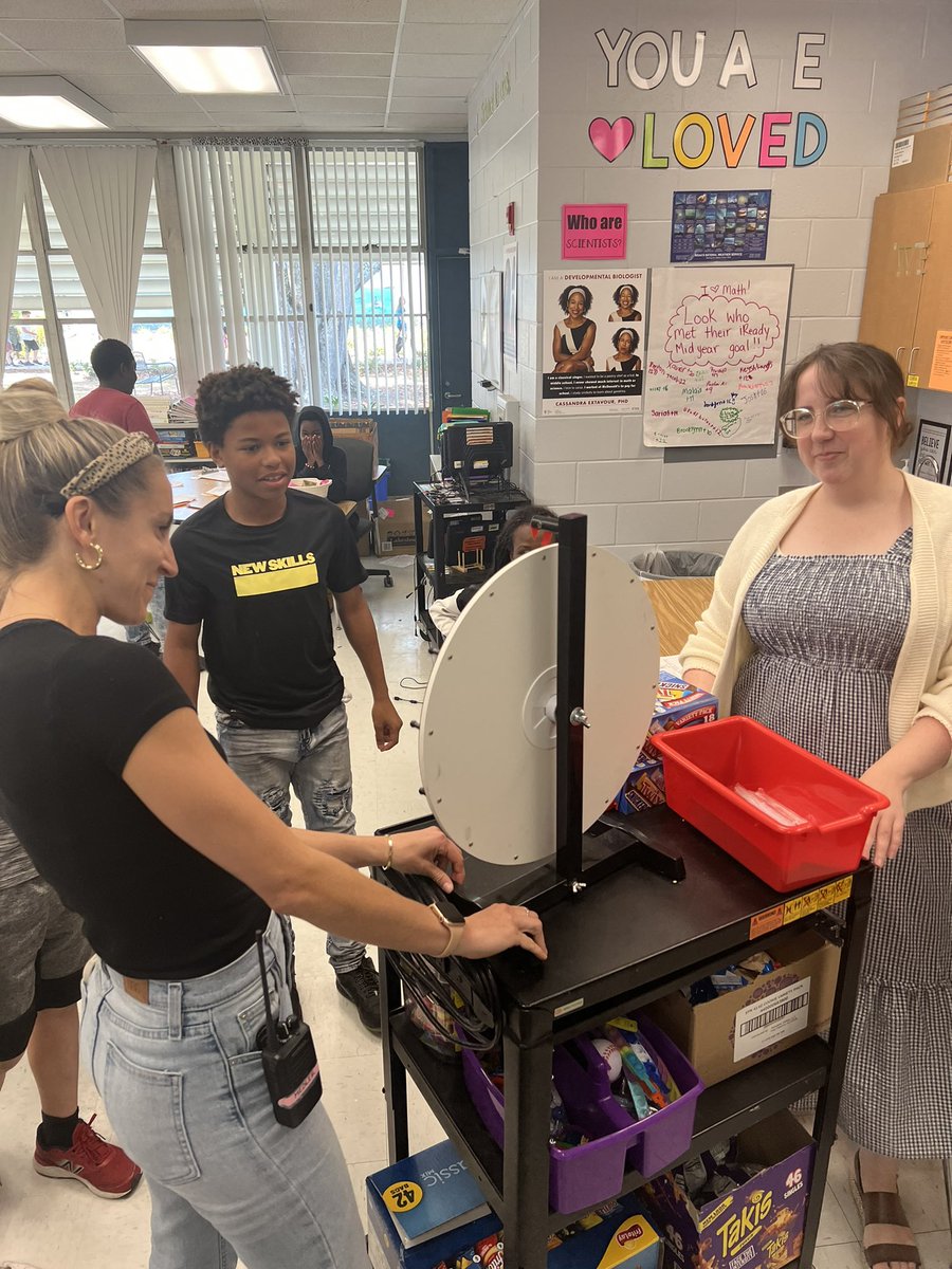 oldladylor's tweet photo. Students got to spin the wheel of fun for working hard on FSA this week!!! One week down! Two to go for these 5th graders!! @HCPSLanier https://t.co/1QRx0BMXtD