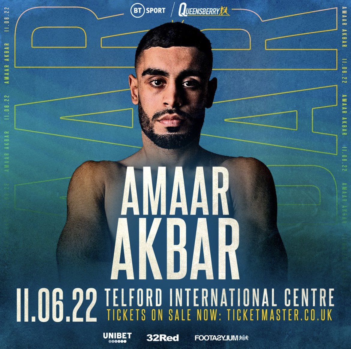 My man Amaar, back out 11th June Telford