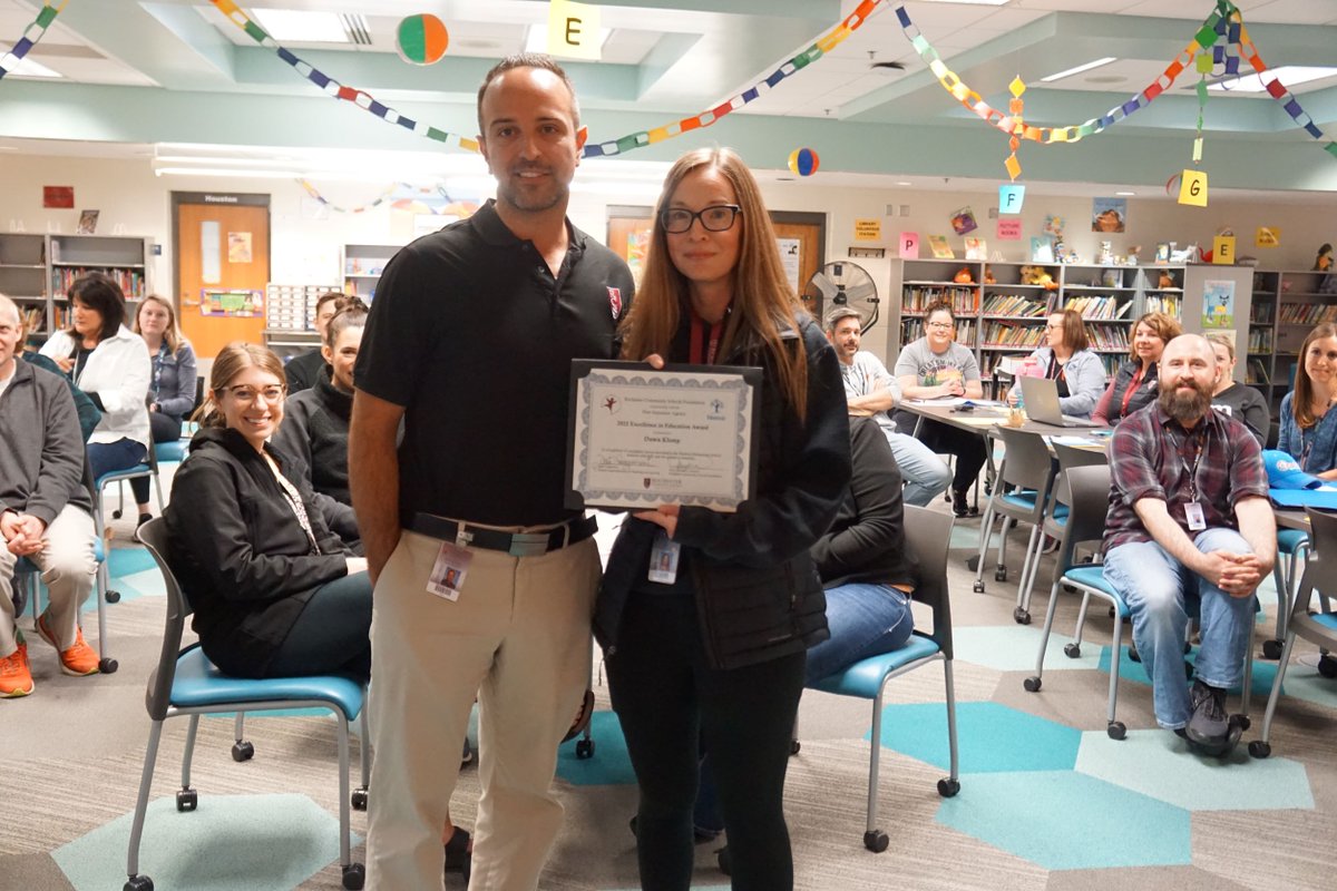 Congrats to <a href="/BaldwinRcs/">Baldwin Elementary - RCS</a> teacher Dawn Klemp for winning a 2022 Excellence in Education Award, presented by <a href="/michelebeitels/">Michele Beitelshees</a> and the Pino Insurance Agency, in partnership with the RCS Foundation. "Her love shows through every single day!" More at: ow.ly/jsVm50J1Cqh. #RCSFcares