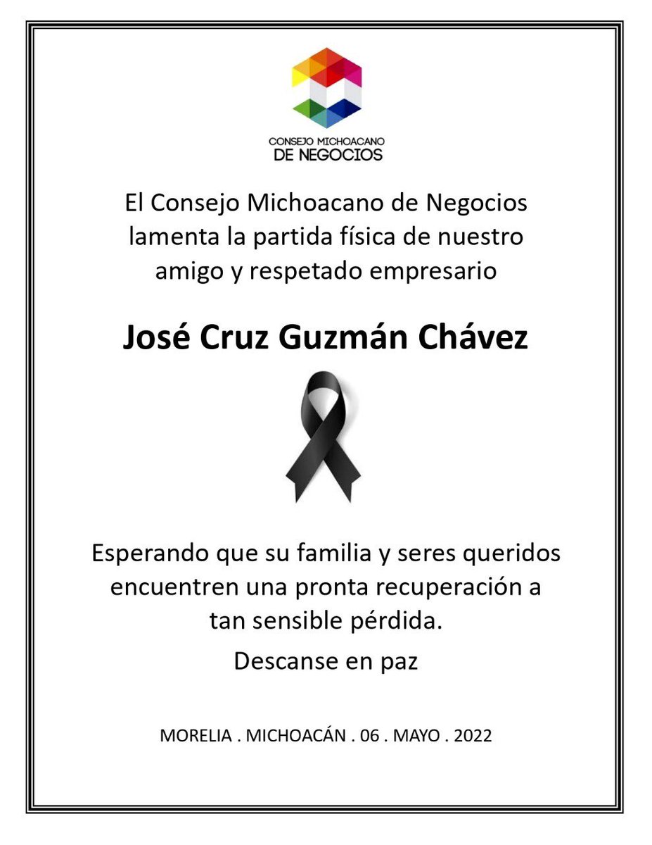consejomn's tweet photo. Lamentamos la partida física de nuestro amigo José Cruz Guzman Chavez. https://t.co/x9driIOD5s