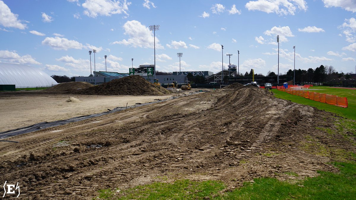 EMU_Lacrosse's tweet photo. In the coming months, this beautiful pile of dirt will become the new soccer and lacrosse complex here at EMU! 🦅🚧

#EMUEagles | #BeTheFirst https://t.co/i4PazdcfiV