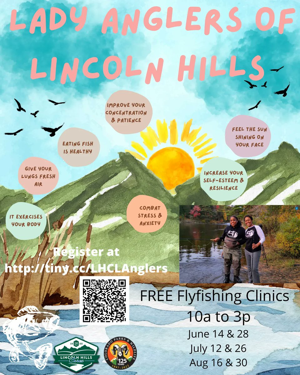 RiverWatchCO's tweet photo. Lady Anglers of Lincoln Hills Cares are hosting free fly fishing 101 clinics throughout the summer for BIPOC females (under age 21). If you or someone you know might be interested, register at https://t.co/F5RQ69aIei. https://t.co/ghqAWlQHCc