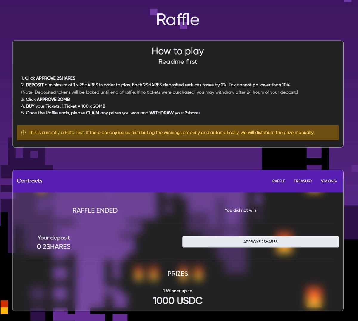 MatrixMoneyTeam's tweet photo. Hey 2|3ombers! We are happy to announce the results of our new Raffle Function!
The grand prize was 1000 USDC and we as a community burned 24,000 2omb in the process.
Join the fun in our next raffle. https://t.co/WshYVvRF2G
#2omb #3omb #2shares #3shares https://t.co/3UKh526ooA