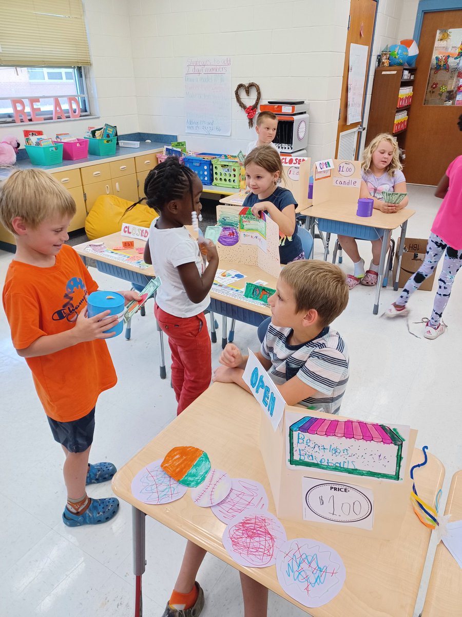 Our class store for our goods and services unit was a success again this year!! #goodsandservices #1stgrade