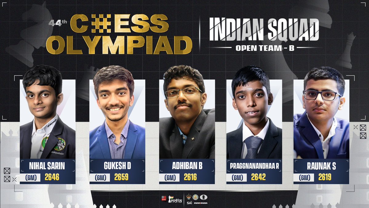 ChessBase India on X: This is the Indian B team in the Open section of the Chess  Olympiad 2022. They have an average rating of 2637 and guess their average  age 