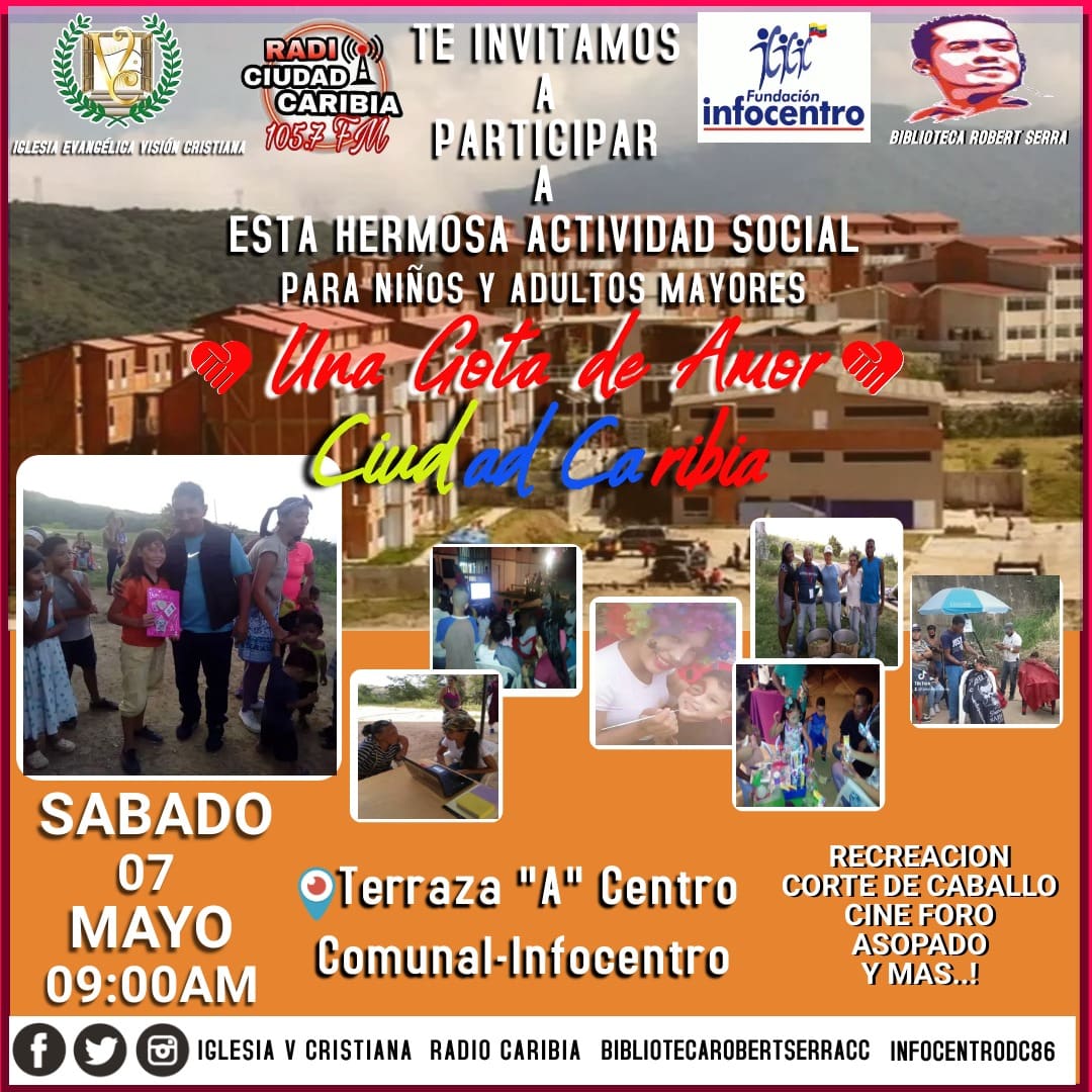 RADIO CIUDAD CARIBIA (@radiocaribia) on Twitter photo Les entendemos la más coordial invitación a todos y todas a participar de esta gran bendición para los más pequeños de la casa y adultos mayores no te la puedes perder asistes!;<a href="/NicolasMaduro/">Nicolás Maduro</a> <a href="/delcyrodriguezv/">Delcy Rodríguez</a> <a href="/ICaribia/">Infocentro Ciudad Caribia</a> <a href="/numamolina/">numa molina</a> <a href="/pestana_jl/">José Pestana</a> <a href="/LaRosaInfoVE/">LaRosaInfoVE</a> <a href="/Nahumjfernandez/">Nahum Fernandez</a> Les entendemos la más coordial invitación a todos y todas a participar de esta gran bendición para los más pequeños de la casa y adultos mayores no te la puedes perder asistes!;<a href="/NicolasMaduro/">Nicolás Maduro</a> <a href="/delcyrodriguezv/">Delcy Rodríguez</a> <a href="/ICaribia/">Infocentro Ciudad Caribia</a> <a href="/numamolina/">numa molina</a> <a href="/pestana_jl/">José Pestana</a> <a href="/LaRosaInfoVE/">LaRosaInfoVE</a> <a href="/Nahumjfernandez/">Nahum Fernandez</a>