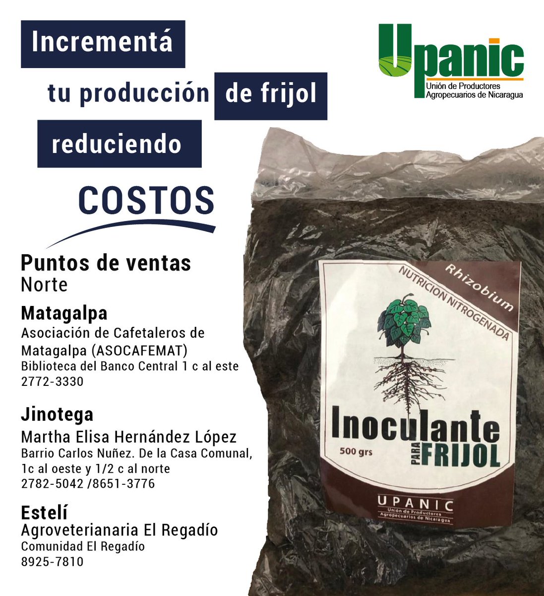 UPANIC_'s tweet photo. #Nitronat| Inoculante para frijol - Puestos de ventas
Use nuestro inoculante es altamente recomendado en la producción del cultivo de frijol, independiente de la variedad o categoría de la semilla por su efectos en la nodulación a partir de los 15 a 25 días después de la siembra. https://t.co/gdc57EcCz6