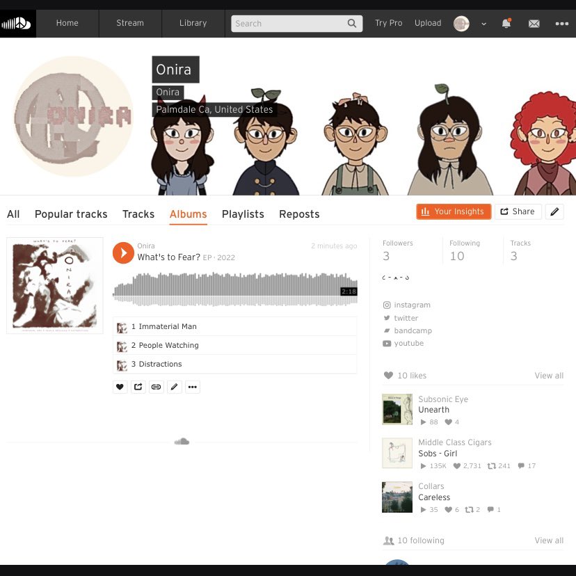 oniraband's tweet photo. Our new ep “What’s to Fear?” is out now on bandcamp and soundcloud! link in bio!! (it’ll be on spotify and apple music soon!) thank you to everyone who supported us along the way <3 https://t.co/X6KuZAeEZz