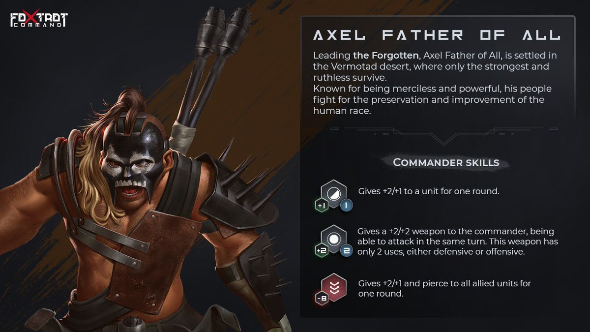 FoxtrotCommand's tweet photo. Commanders! ⚔️

We're excited to introduce you to the two main characters who will face off on May 14th at 14:30 UTC in the Foxtrot Command teaser.

They're the Bushido and Forgotten faction Commanders; in the images, you can learn a bit about their lore and battlefield skills. https://t.co/MoHQcCgabB
