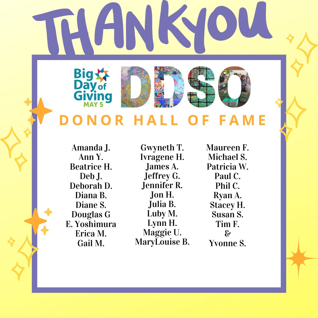 DDSOorg's tweet photo. WE EXCEEDED OUR GOAL! 🥳 Thank you to everyone in our Donor Hall of Fame #Bigdayofgiving2022 https://t.co/iJ87Hait8e