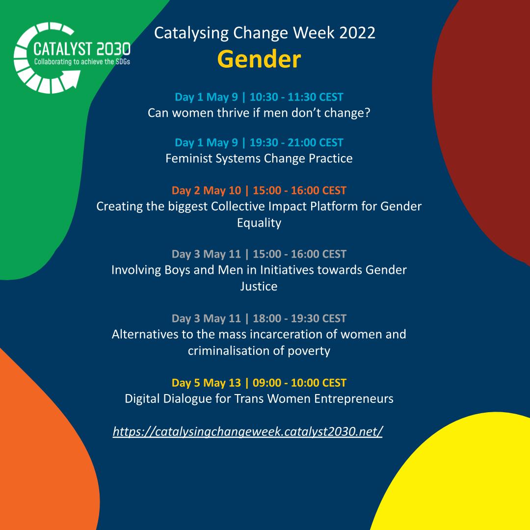 JerooOneFamily's tweet photo. So many inspiring sessions next week at #CatalysingChangeWeek2022. Join leading social entrepreneurs and changemakers in these sessions about #Gender, #PrivateSector and #Education.
Join these at: https://t.co/du3tgJypxK
#Catalyst2030 #CCW2020 #LetsReenergisetheSDGs https://t.co/z0tV29xVM1