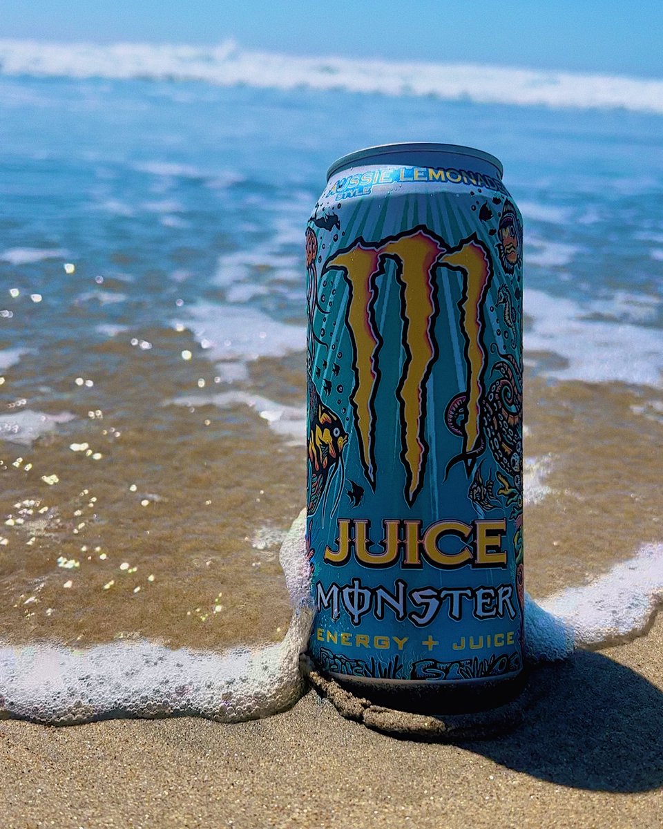 MonsterEnergy's tweet photo. Name a better combo than the beach &amp; a can of Aussie Style Lemonade 🌊

Available now ➡️ https://t.co/tqONN8LcO9 https://t.co/KyTET6QjRy