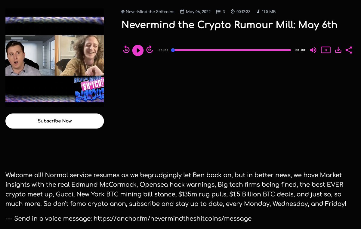 Holy sh*tcoins cryptoboy! Another hotoffthepress #NVMTS Rumour Mill!? What are you waiting for!?!

huge thanks to <a href="/edmundmccormack/">Ed McCormack</a>, <a href="/YugovaYu/">Anastasia Yugova</a>.. and @Mrbateman3131 as well we suppose... 😜

#cryptonews #opensea #nfts #nvidia #NYC #BitcoinMiningBan +  more! 
youtu.be/SN07L-osTFI