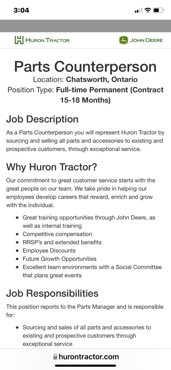 ScottRGilmore's tweet photo. We are looking for a Parts Person @HuronTractorLtd in Chatsworth if you know of anyone who would fit the bill! Check it out at https://t.co/75AeOPKG8q https://t.co/tUQZJptd4w