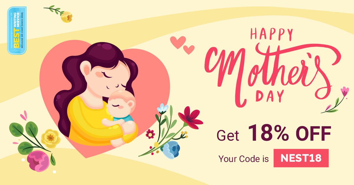 BestWritingAE's tweet photo. On Mother's Day get your special 18% discount with the code NEST18 till May 9
https://t.co/Rw3vz5NxtD
#holiady #writinghelp #discount #bestwritingservice https://t.co/6DTjx4xW89