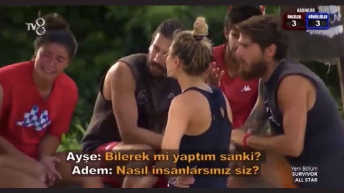 freyaluuna's tweet photo. ağzım açık izledim ayşeye yapılan psikolojik baskı ve mobbingi, bu görsel ve ademin şu sorusu her şeyin özeti #survivor https://t.co/fkbVewBL0s