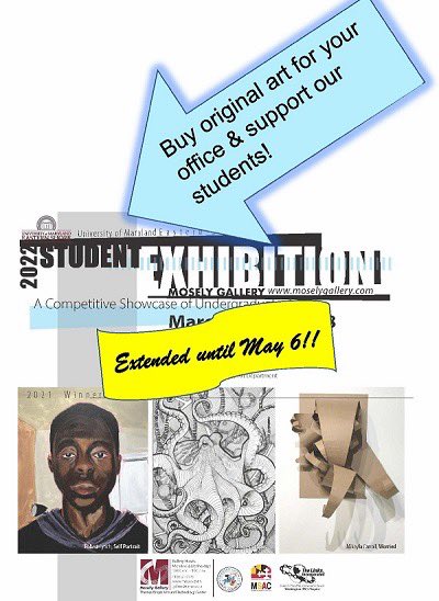#UMES The last day for the student exhibition is TODAY. Come show your support for our students at the Mosley Art Gallery!