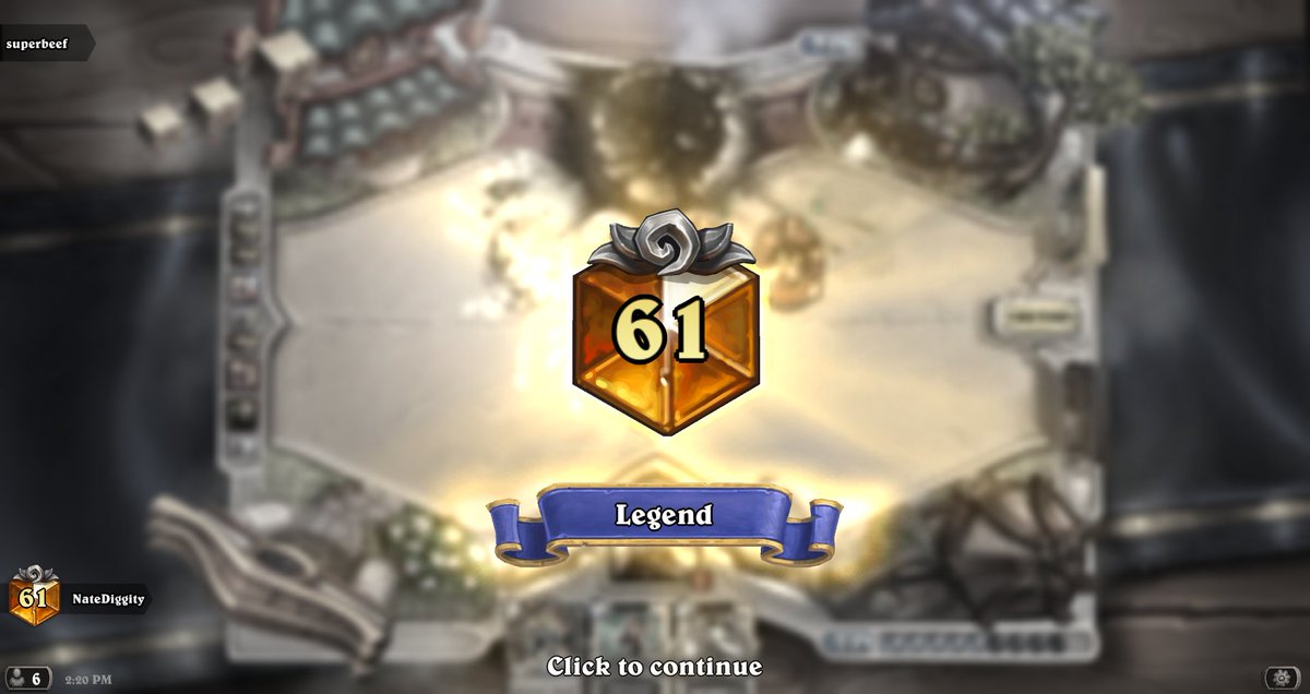 NateDiggity7's tweet photo. Hit Legend on the Euro Classic ladder. Ranked up most of the way with Aggro Warrior and then finished it off with Miracle Rogue. 2/3 ladders done. On to Asia! #hearthstone #classicHS https://t.co/2htyaZAPGZ
