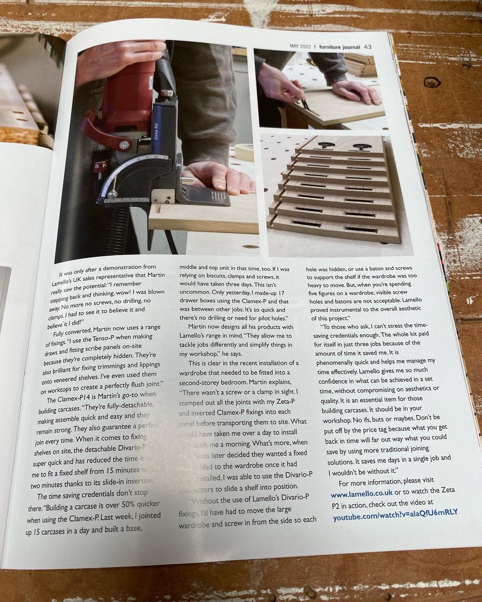 Nice little write up in #furniturejournal about using the <a href="/lamellotalk/">lamellotalk</a> p system