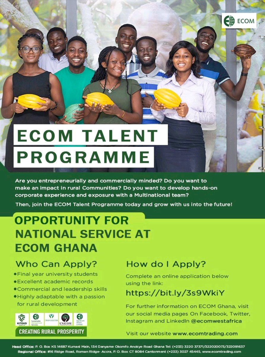 DeliGracila's tweet photo. Join the ECOM Gh talent programme.
Click on this link and apply: https://t.co/x39E18Kaik
#talentprogramme
#ECOM
#hiring https://t.co/ZS7rrCVAWZ