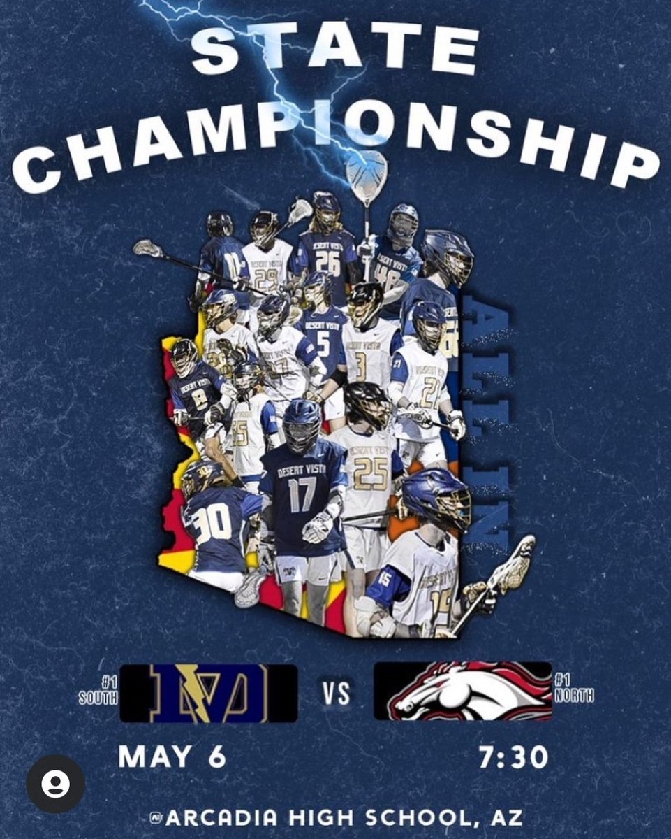 Good Luck Thunder LAX! Playing for a title tonight. Go Thunder!! <a href="/DVHS_TUHSD/">Desert Vista High School</a> <a href="/azc_obert/">Richard Obert</a> <a href="/ZachAlvira/">Zach Alvira</a> <a href="/DVHS_TUHSD/">Desert Vista High School</a> <a href="/huffine_tuhsd/">David Huffine</a> <a href="/TUHSD_News/">TUHSD News</a>